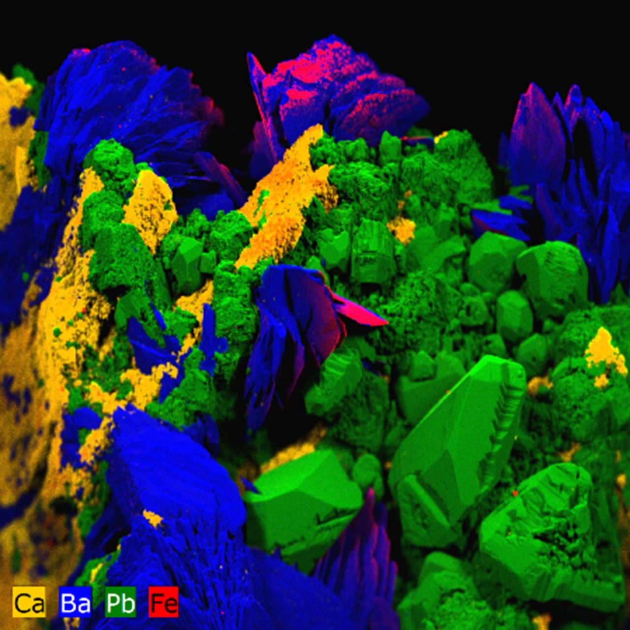 Elemental scan of a mineralogical sample of complex topography taken using micro-XRF