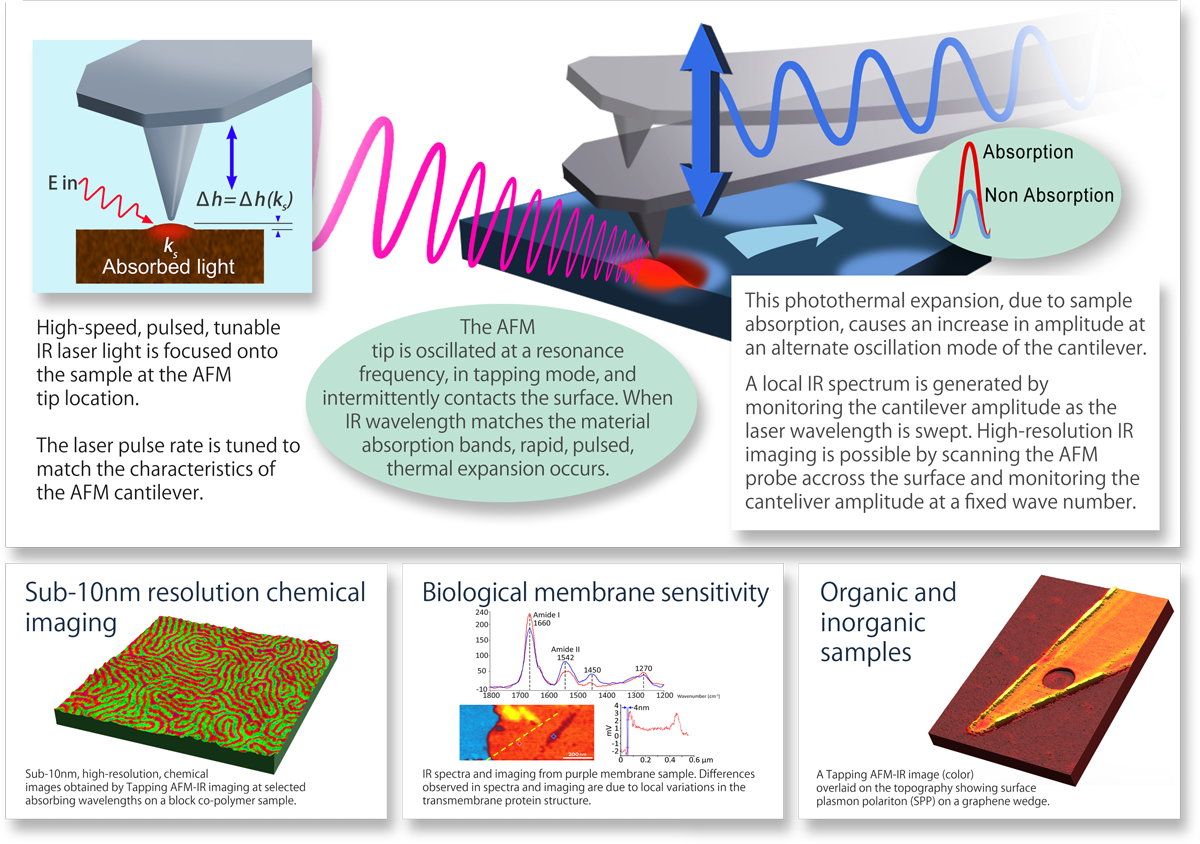 Tapping modo AFM-IR para espectrómetros infrarrojos a nanoescala