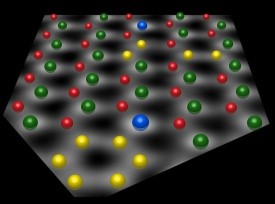 Annular dark field (ADF) image of monolayer boron nitride containing atomic substitutions. 