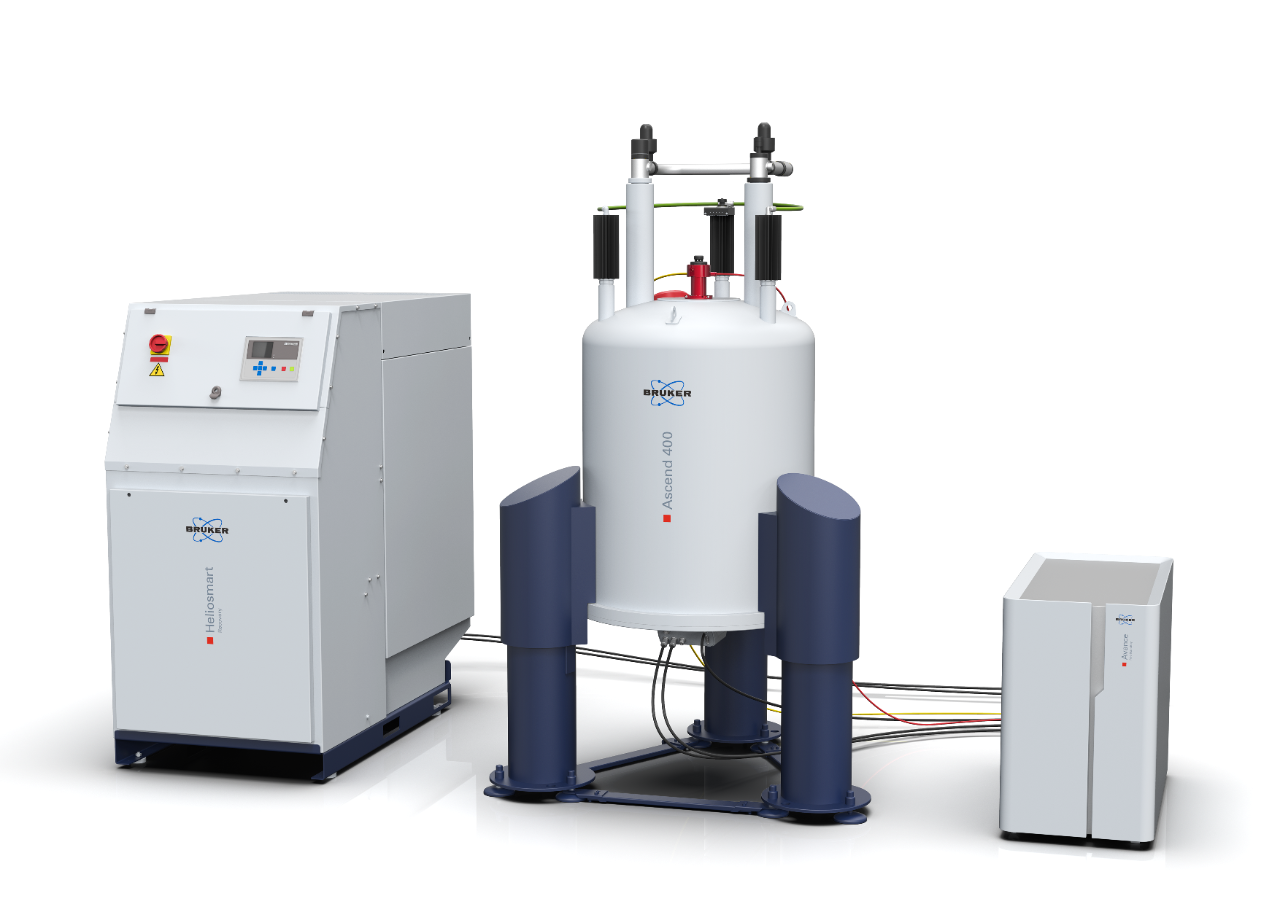 New Bruker Heliosmart Recovery solution to collect helium gas boil-off from installed NMR magnets.
