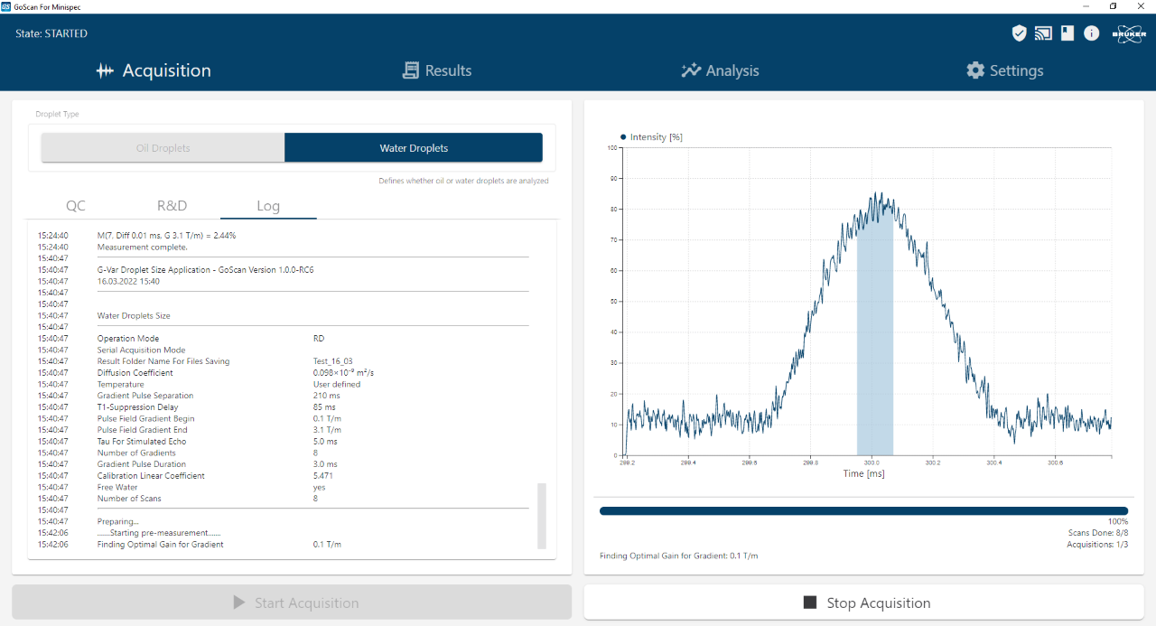 GoScan for minispec acquisition window.