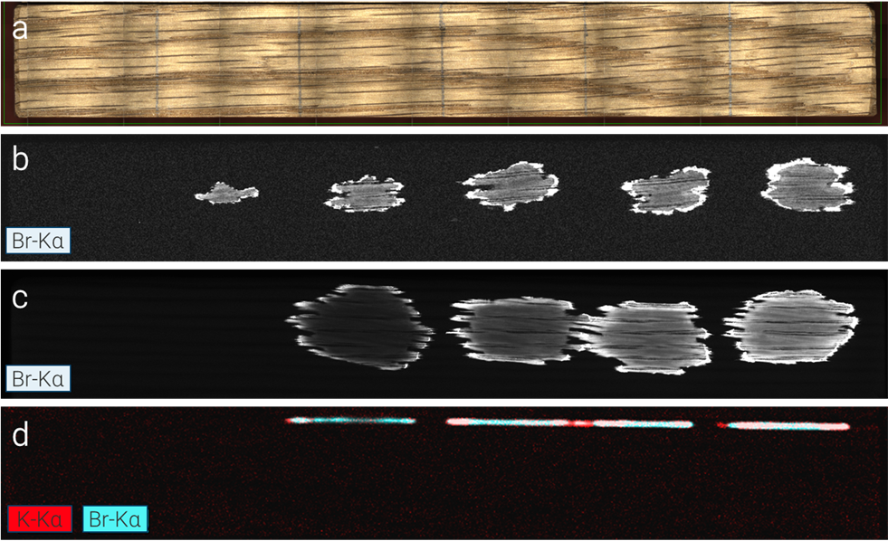 Oak wood mock-ups with varying amounts of non-poisonous KBr solution