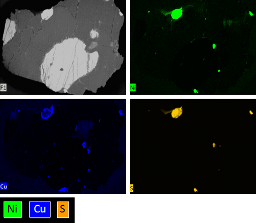 Eclogite element maps for Ni, Cu, and S.