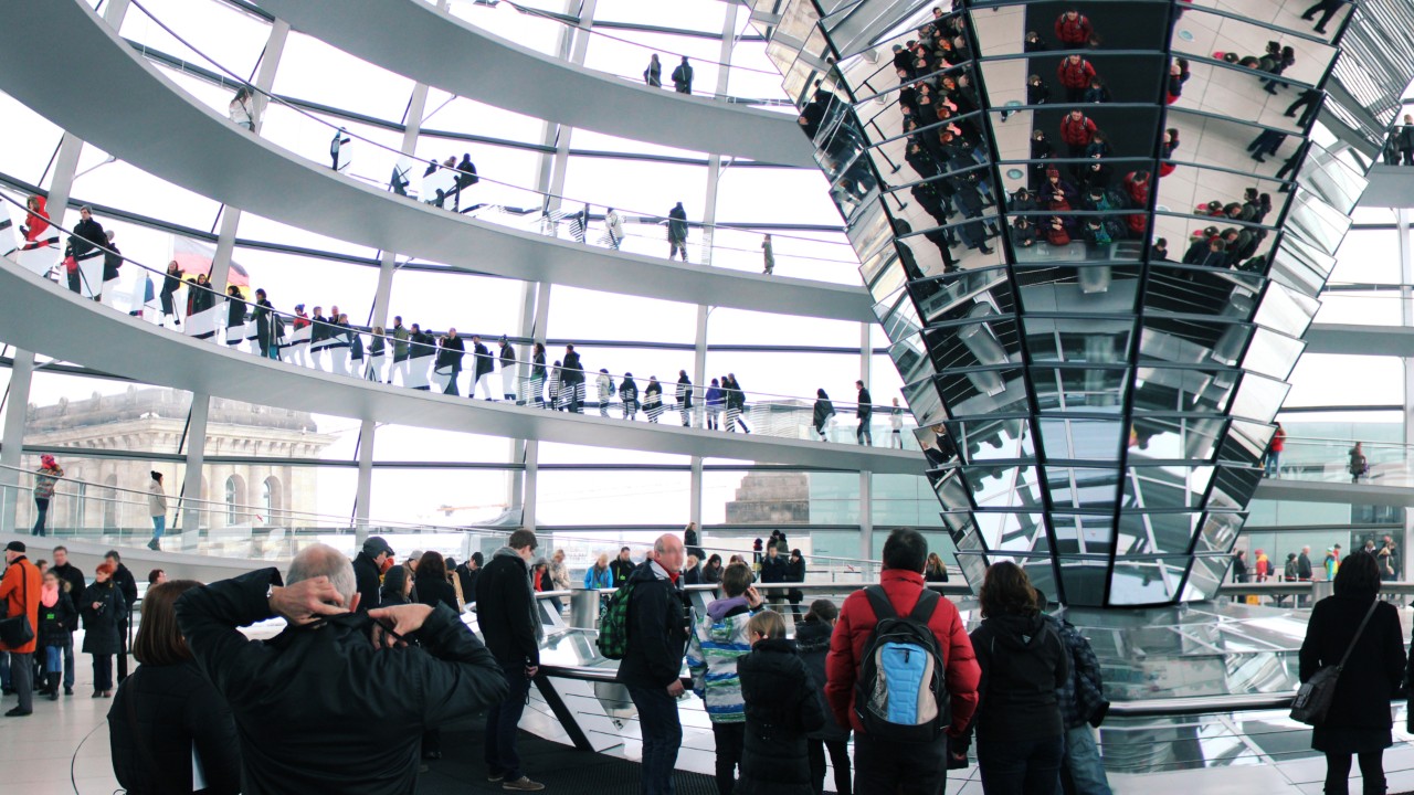 Visitors of the Parliament Building of the Government in Berlin.