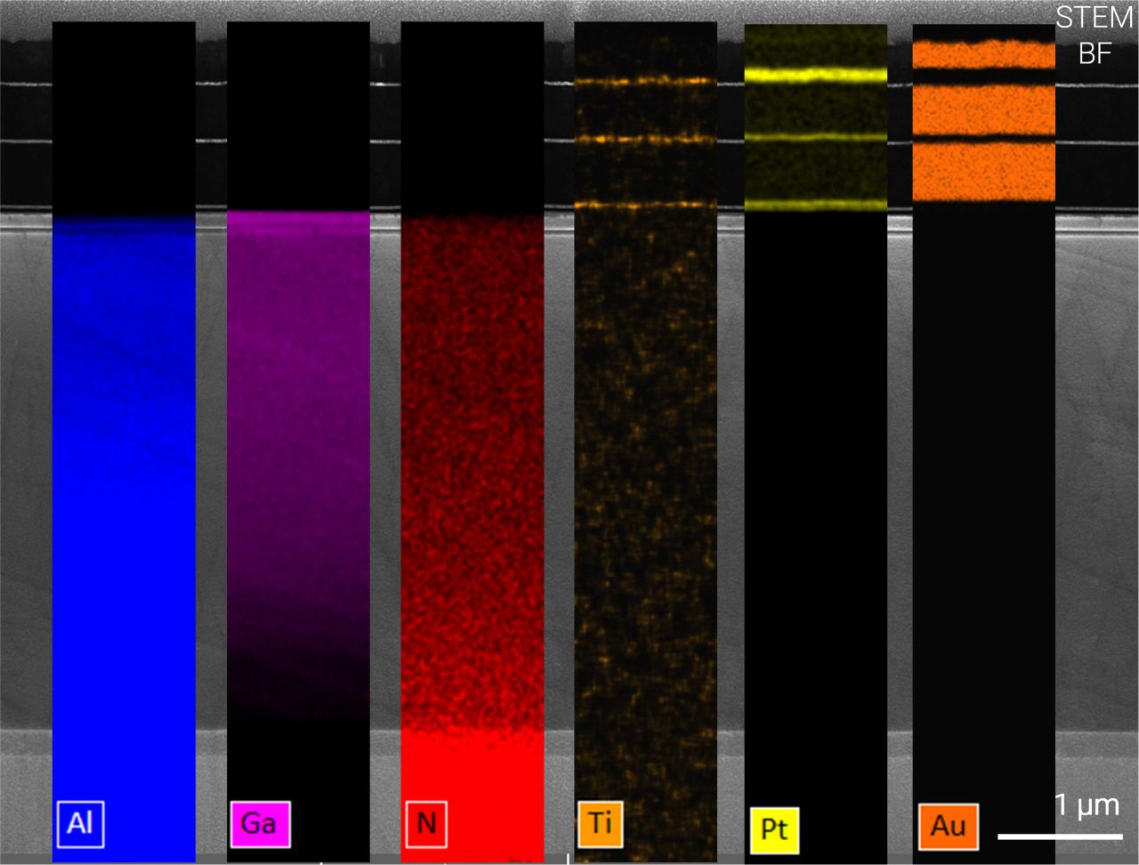 element distribution in a FIB lamella acquired by SEM EDS