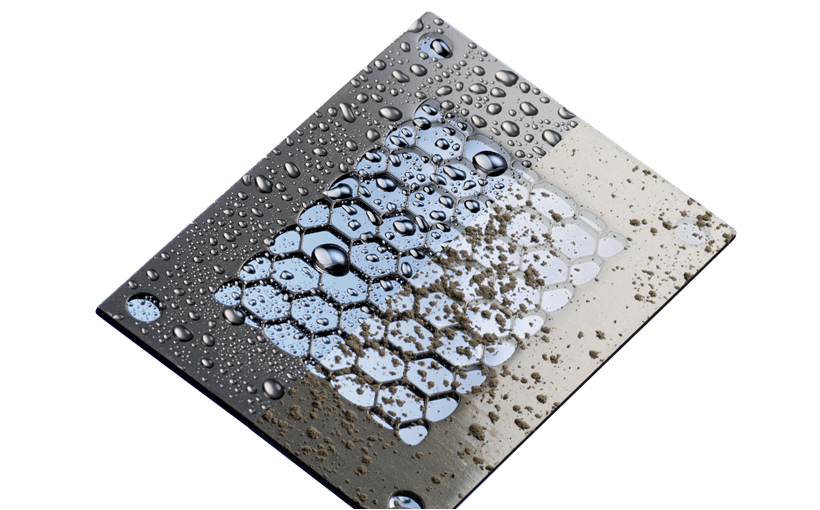 Image showing dust and water resistant vacuum seal for the S8 TIGER. Water droplets and dust sit on the surface of the vacuum seal, showing that they are repelled.