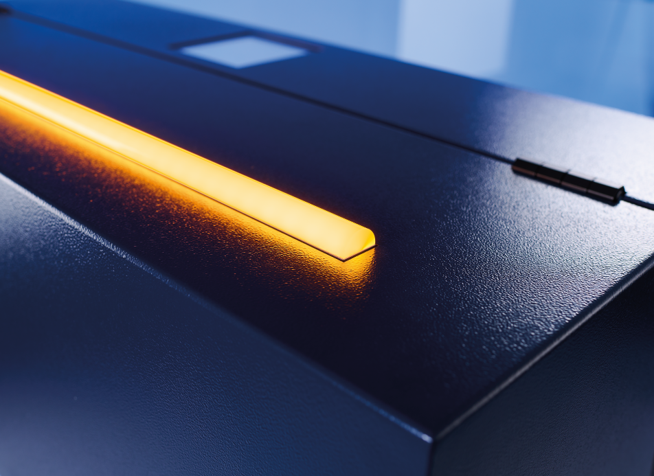 Image showing a close up of the top of the S8 TIGER with the measurement in progress light on