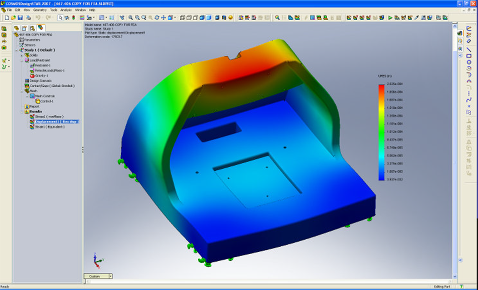 Screenshot of the software showing CAD modeling of base casting.