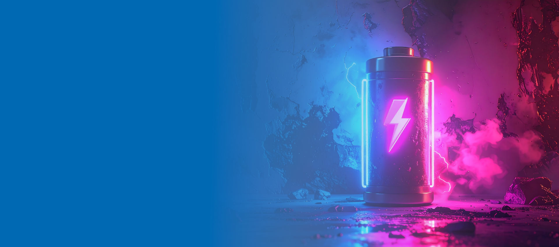 Blue and magenta neon colored battery