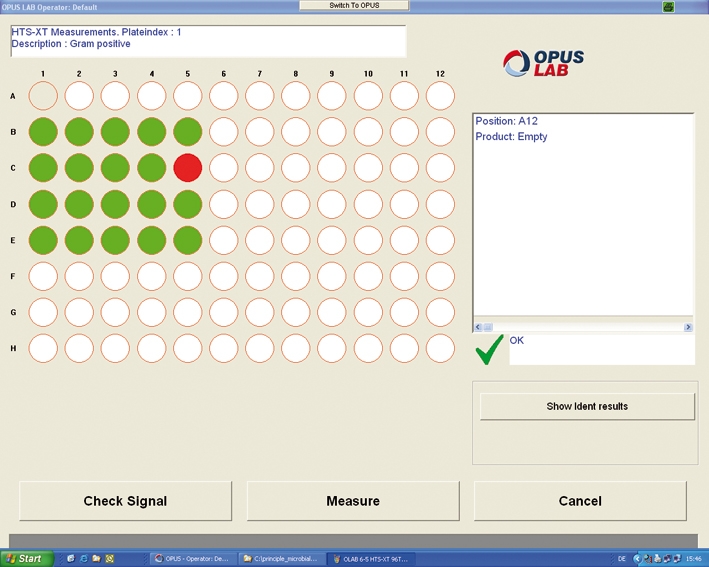 OPUS 소프트웨어의 스크린 샷 : HTS-XT 측정.