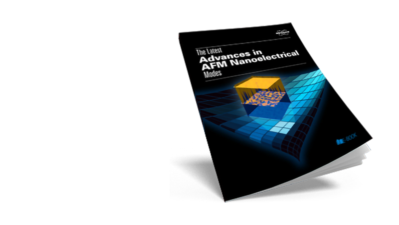 Rendering of e-book cover with illustration of tool used in AFM-based nanoelectrical property measurement