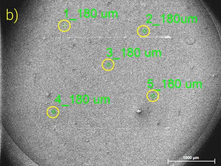SEM image showing the size of measurement area for SEM XRF using a larger spot size. 