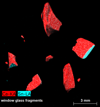 Window glass particles