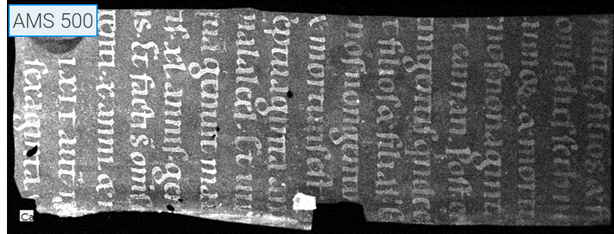 Elemental map demonstrating how despite misallignment all of the lettering is visible on a manuscript when using an aperture management system