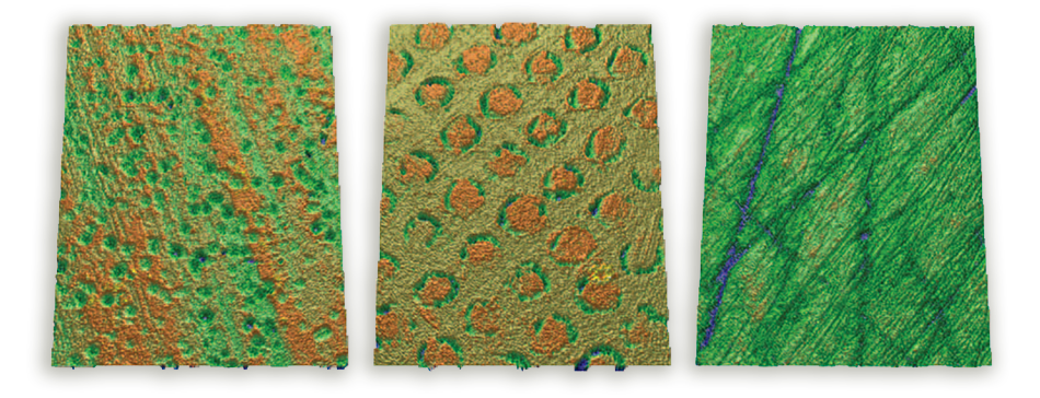 image showing experimental clutch plate designs, whose performances were connected to certain surface parameters (S parameters). 