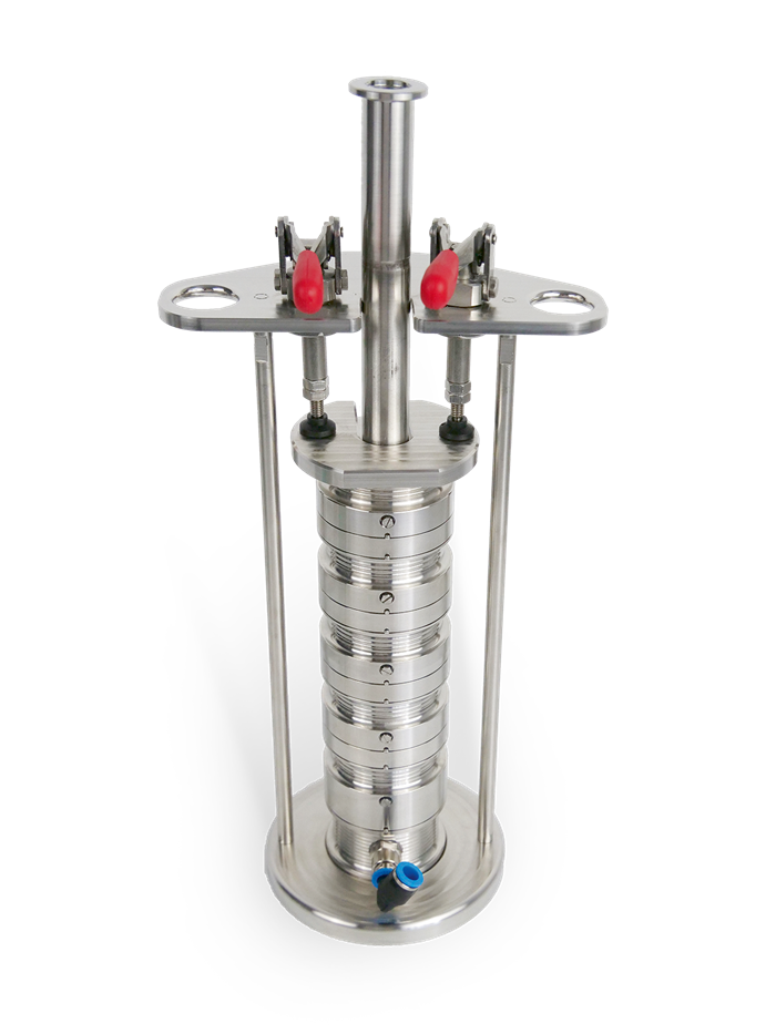Column-like impactor used for direct aerosol sampling. The entry point to the impactor is visible as a whole at the bottom of the column. 