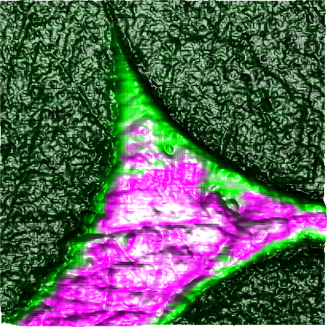 Nanoscale property map of nanoelectrical PF-KPFM image of carbin fibers embedded in epoxy resin.